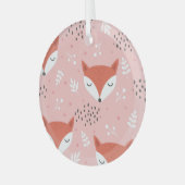 Fox Fun: Schattige bospatroon Glas Ornament (Voorkant links)