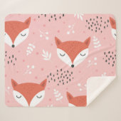 Fox Fun: Schattige bospatroon Sherpa Deken (Voorkant (horizontaal))