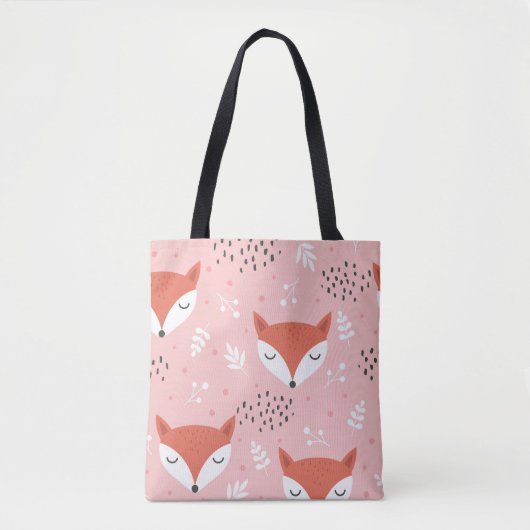 Fox Fun: Schattige bospatroon Tote Bag (Voorkant)