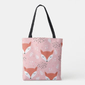 Fox Fun: Schattige bospatroon Tote Bag (Achterkant)
