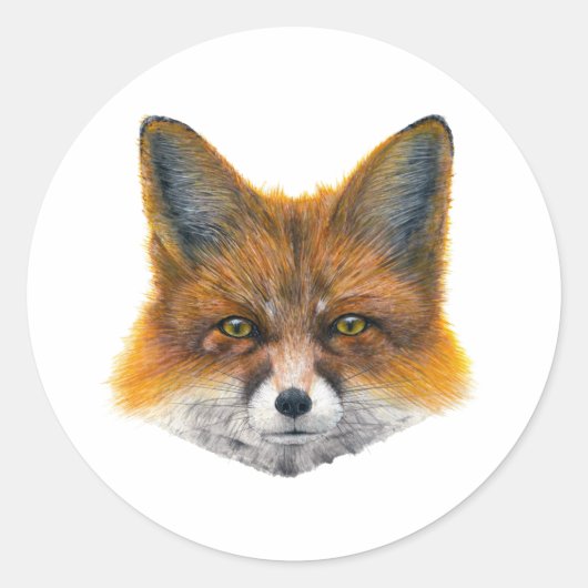 Fox gelaat - Schilderen in acryl Ronde Sticker (Voorkant)