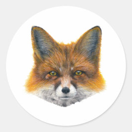 Fox gelaat - Schilderen in acryl Ronde Sticker