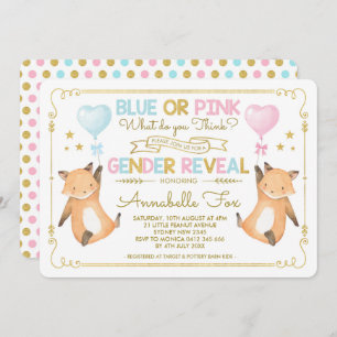 Fox Gender onthullend Baby shower Blue Pink Gold Kaart