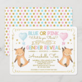 Fox Gender Reveal Baby shower Blue Pink Gold Kaart (Voorkant / Achterkant)