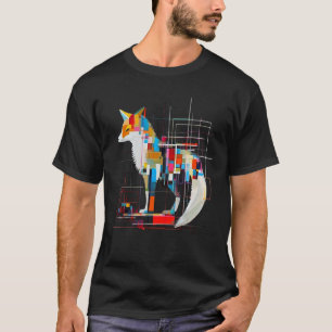 Fox geometrische kunstwerk kleurrijke dierlijke mo t-shirt
