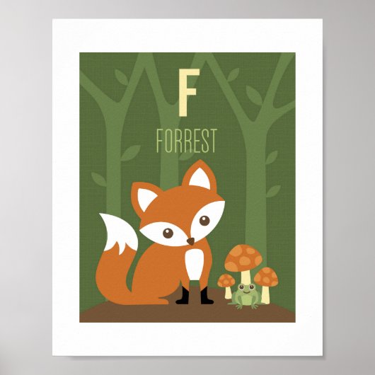 Fox Gepersonaliseerde Nursery Poster Print (Voorkant)