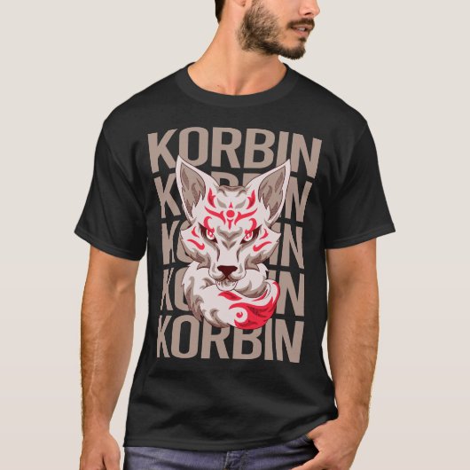 Fox Gezicht - Korbin Naam T-shirt (Voorkant)