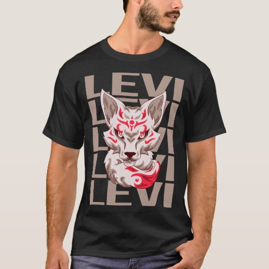 Fox Gezicht - Levi Naam T-shirt (Voorkant)
