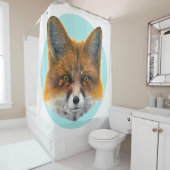 Fox gezicht op bleek blauw - Schilderen in acryl Douchegordijn (In situ)