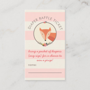Fox Girl Baby shower Games Diaper Raffle Ticket Informatiekaartje