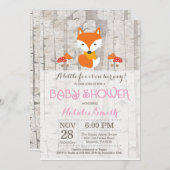 Fox Girl Baby shower Invitation Rustic Woodland Kaart (Voorkant / Achterkant)