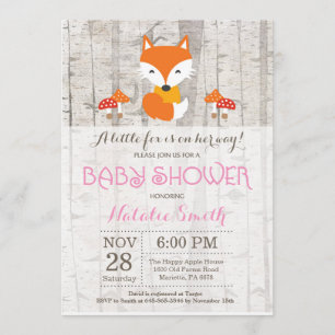Fox Girl Baby shower Invitation Rustic Woodland Kaart