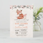 Fox Girl Baby shower Woodland Rustic Kaart (Staand voorkant)