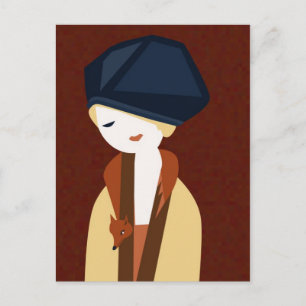 Fox girl briefkaart