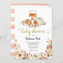 Fox Girl Herfst Baby shower Uitnodiging