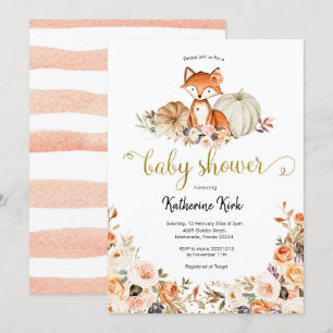 Fox Girl Herfst Baby shower Uitnodiging