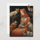 Fox Girl met vossen Briefkaart (Voorkant / Achterkant)