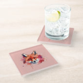 Fox Glass Coaster Glazen Onderzetter (Schuin)