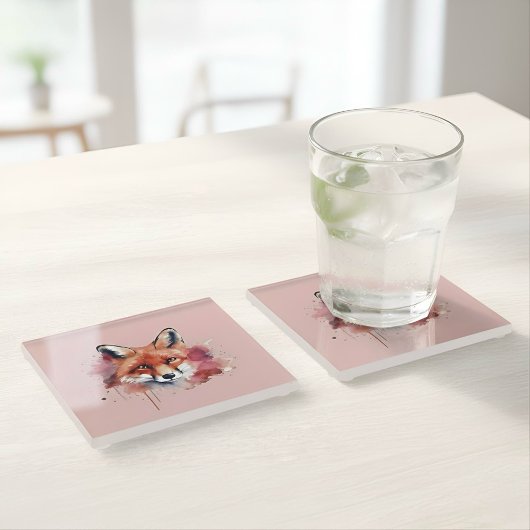 Fox Glass Coaster Glazen Onderzetter