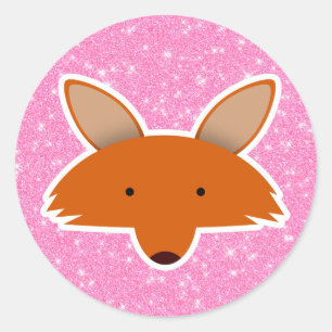 Fox Glitter Ronde Sticker