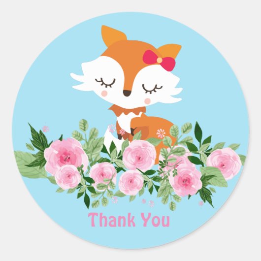 Fox Glossy Classic Round Sticker (Voorkant)