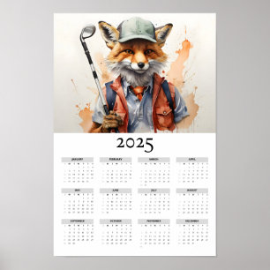 Fox Green Baseball Pet Spelen Golfmuurkalender Poster