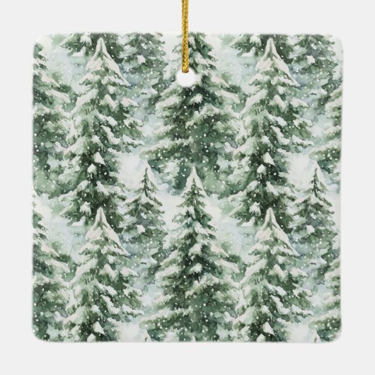 Fox Green Coat Snow Christmas Keramisch Ornament (Achterkant)