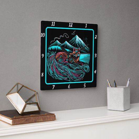 Fox Guardian van de kliffen Vierkante Klok (Kantoor)