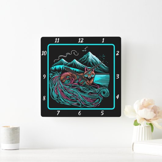 Fox Guardian van de kliffen Vierkante Klok (Huis)