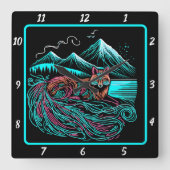 Fox Guardian van de kliffen Vierkante Klok (Voorkant)