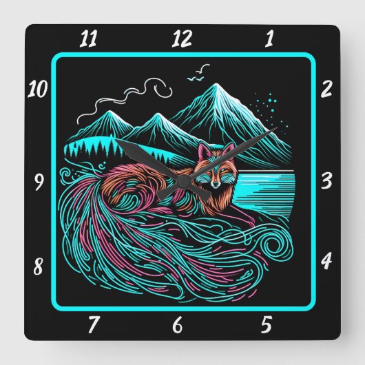 Fox Guardian van de kliffen Vierkante Klok (Voorkant)