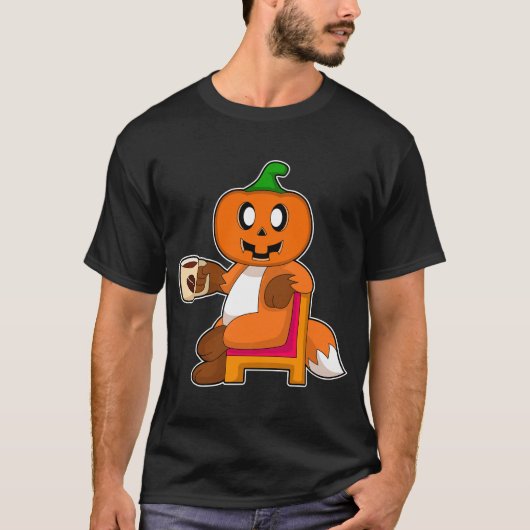 Fox Halloween pompoen koffie T-shirt (Voorkant)