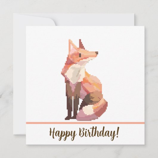 Fox Happy birthday Pixelart, Pixel Art Kaart (Voorkant)