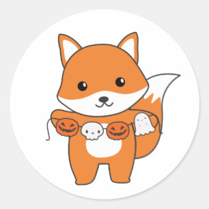 Fox Happy Halloween Pumpkin Bat Costume Classic Ro Ronde Sticker