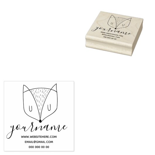 Fox Head Cute Wild Animal Rubberstempel (Gestempeld)