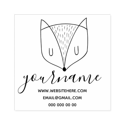 Fox Head Cute Wild Animal Rubberstempel (Afrduk)