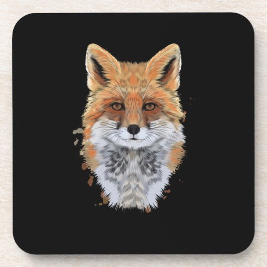 fox head portret van splash waterverf bier onderzetter (Voorkant)