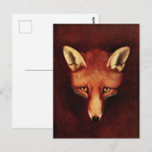 Fox Head  Print Antiek Dierenillustratie Briefkaart (Voorkant / Achterkant)