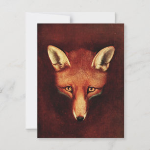 Fox Head  Print Antiek Dierenillustratie Briefkaart