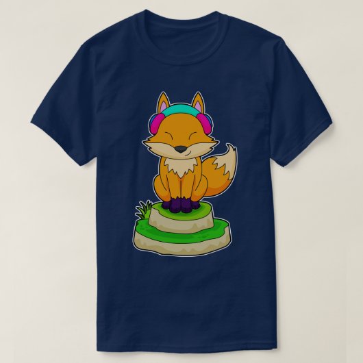 Fox Headphone Music T-shirt (Design voorkant)