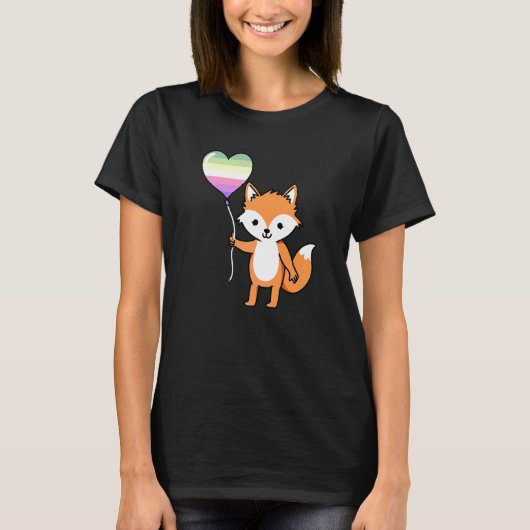 Fox Heart Balloon Genderfae T-shirt (Voorkant)