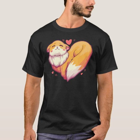 Fox Heart   Retro Animal Wild Zoo Classic Passion  T-shirt (Voorkant)