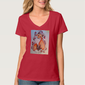 Fox & Heart V-nek T-shirt