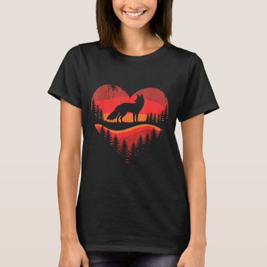 Fox Heart Valentines Animal Fox Lover Men Women Gi T-shirt (Voorkant)