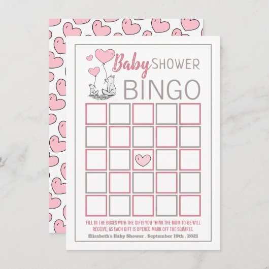 Fox Hearts Baby shower Bingo (Voorkant / Achterkant)