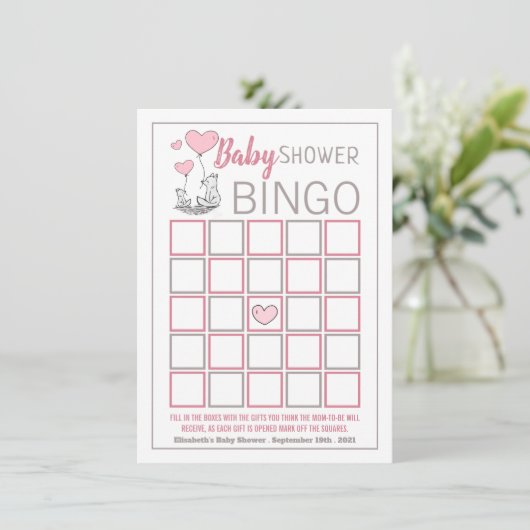 Fox Hearts Baby shower Bingo (Staand voorkant)