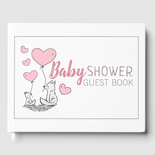 Fox Hearts Baby shower Guest Book Gastenboek (Voorkant)