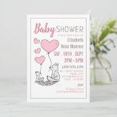Fox Hearts Baby shower Kaart (Staand voorkant)