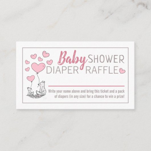 Fox Hearts Baby shower Luier Raffle Informatiekaartje (Voorkant)