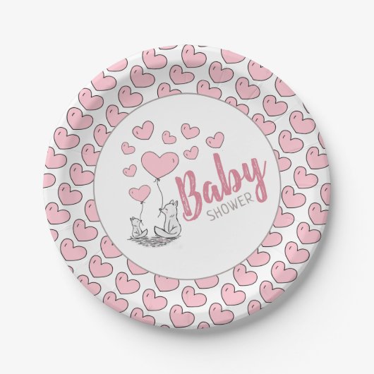Fox Hearts Baby shower Paper Bord (Voorkant)